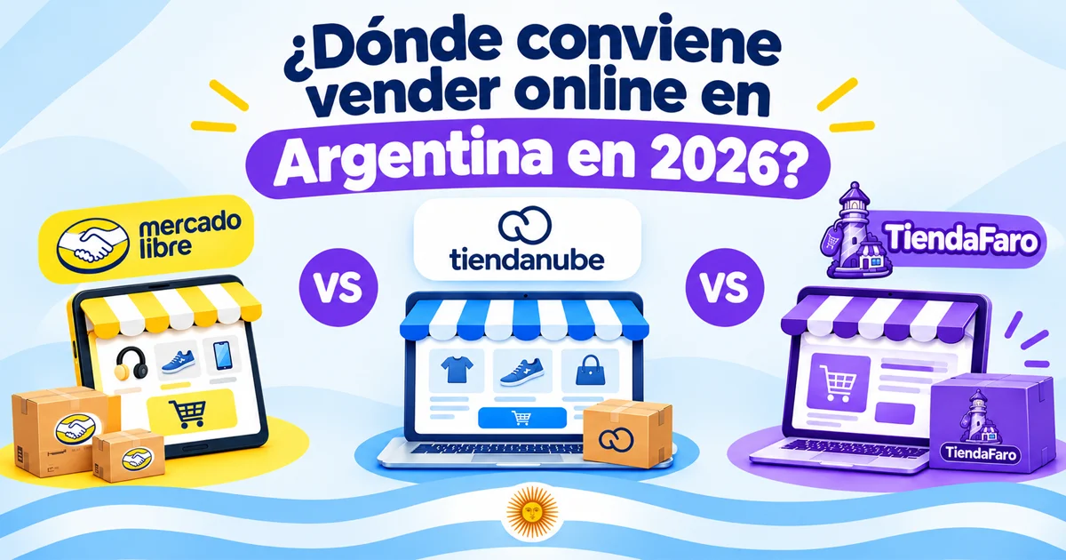 Dónde vender online en Argentina 2026 comparativa entre las principales opciones: Mercado Libre ,Tienda Nube, TiendaFaro