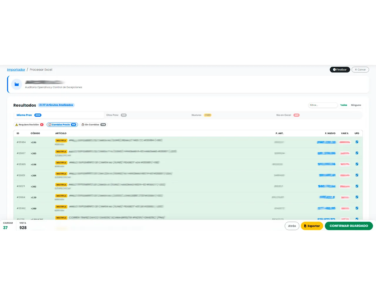 Sistema Integral - Procesador de precios creado por FaroStudio